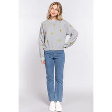 Load image into Gallery viewer, Gray Long Sleeve Smile Pullover Sweatshirt