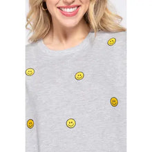 Load image into Gallery viewer, Gray Long Sleeve Smile Pullover Sweatshirt