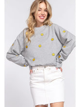 Load image into Gallery viewer, Gray Long Sleeve Smile Pullover Sweatshirt