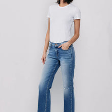 Load image into Gallery viewer, SneakPeek Mid Rise Straight Jeans with Knee Rips