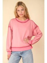 Load image into Gallery viewer, Rose Contrast Spray Detail Oversized Sweat Shirt Knit Top - Athena's Fashion Boutique