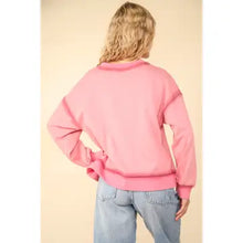 Load image into Gallery viewer, Rose Contrast Spray Detail Oversized Sweat Shirt Knit Top - Athena's Fashion Boutique