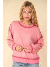 Load image into Gallery viewer, Rose Contrast Spray Detail Oversized Sweat Shirt Knit Top - Athena's Fashion Boutique