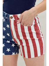 Load image into Gallery viewer, Judy Blue High Waist Americana Flag Fray Hem Shorts