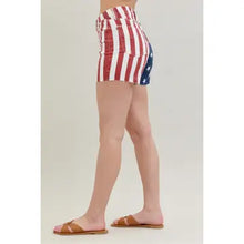 Load image into Gallery viewer, Judy Blue High Waist Americana Flag Fray Hem Shorts