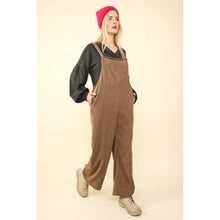 Load image into Gallery viewer, Taupe Soft Corduroy Straight Leg Overall Jumpsuit