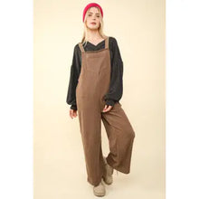 Load image into Gallery viewer, Taupe Soft Corduroy Straight Leg Overall Jumpsuit