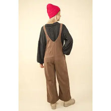 Load image into Gallery viewer, Taupe Soft Corduroy Straight Leg Overall Jumpsuit