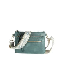 Load image into Gallery viewer, Teal Multi Zip Pocket Crossbody with Guitar Strap