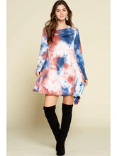 Load image into Gallery viewer, Tie Dye Wash Out Fishtail Hem Dress with Pockets - Athena's Fashion Boutique