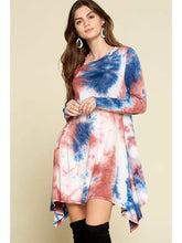 Load image into Gallery viewer, Tie Dye Wash Out Fishtail Hem Dress with Pockets - Athena's Fashion Boutique