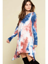 Load image into Gallery viewer, Tie Dye Wash Out Fishtail Hem Dress with Pockets - Athena's Fashion Boutique
