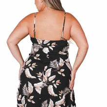 Load image into Gallery viewer, Women's Plus Sleeveless Spaghetti Strap Tropical Floral Mini Dress