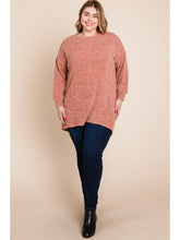 Load image into Gallery viewer, Salmon Two-Tone High Low Tunic  Sweater Top - Athena's Fashion Boutique