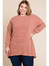 Load image into Gallery viewer, Salmon Two-Tone High Low Tunic  Sweater Top - Athena's Fashion Boutique