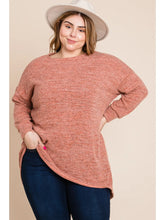 Load image into Gallery viewer, Salmon Two-Tone High Low Tunic  Sweater Top - Athena's Fashion Boutique
