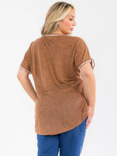 Load image into Gallery viewer, Women's Plus Size Short Sleeve V-Neck Embroidery Tunic Blouse