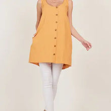 Load image into Gallery viewer, Women's Open Tie Back One Piece Button Tunic Dress with Pockets