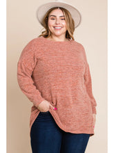 Load image into Gallery viewer, Salmon Two-Tone High Low Tunic  Sweater Top - Athena's Fashion Boutique