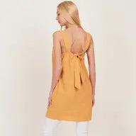 Load image into Gallery viewer, Women's Open Tie Back One Piece Button Tunic Dress with Pockets