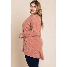 Load image into Gallery viewer, Salmon Two-Tone High Low Tunic  Sweater Top - Athena's Fashion Boutique