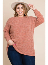 Load image into Gallery viewer, Salmon Two-Tone High Low Tunic  Sweater Top - Athena's Fashion Boutique