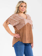 Load image into Gallery viewer, Women's Plus Size Short Sleeve V-Neck Embroidery Tunic Blouse