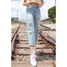Load image into Gallery viewer, Vervet Super High Rise Distressed Crop Straight Jeans