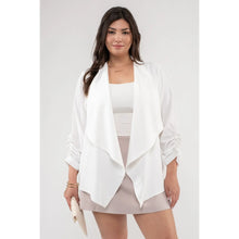 Load image into Gallery viewer, Off White 3/4 Rouched Sleeve Blazer