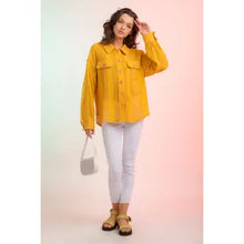 Load image into Gallery viewer, Yellow Lace Crochet Button Down Sheer Blouse