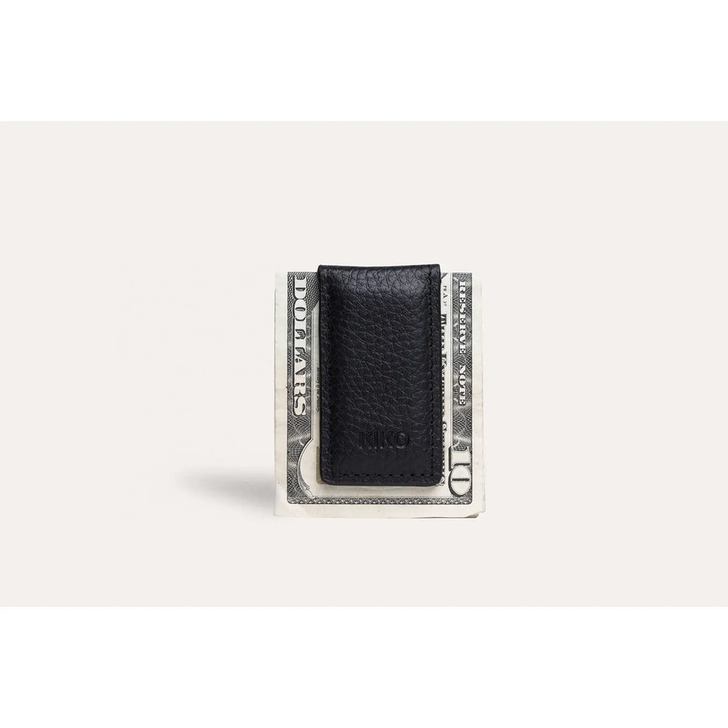 Kiko Leather Black Magnetic Money Clip #111 - Athena's Fashion Boutique