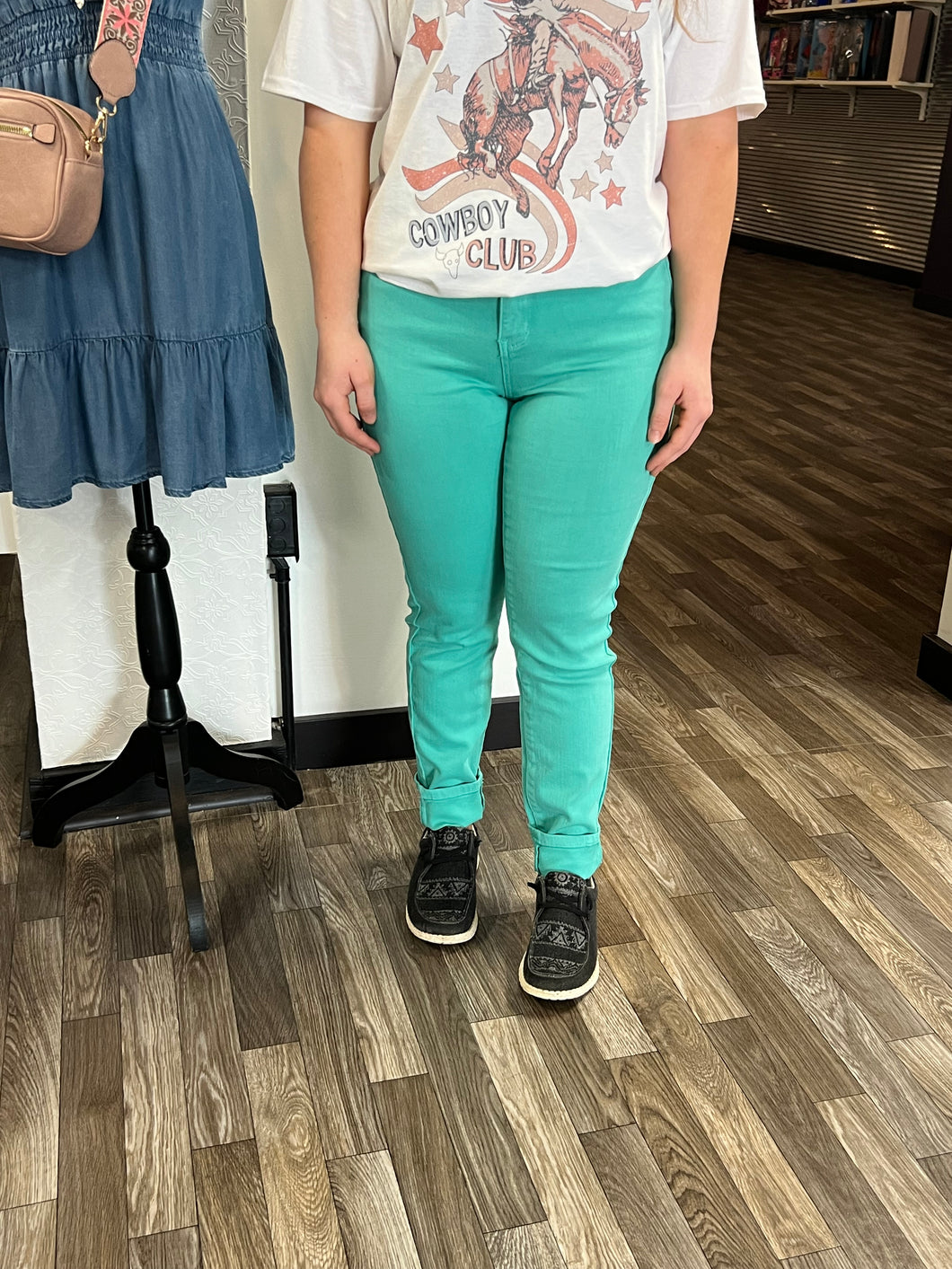 Aquamarine High Waisted Judy Blue Jeans - Athena's Fashion Boutique