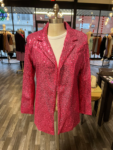 Hot Pink Sequin Blazer - Athena's Fashion Boutique