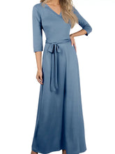 Load image into Gallery viewer, Denim Blue Knit Dress with Tie
