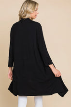 Load image into Gallery viewer, Black Drape Detail Half Duster Solid Cardigan
