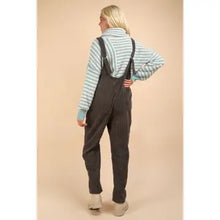 Load image into Gallery viewer, Charcoal Cozy Soft Corduroy Overalls
