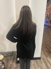 Load image into Gallery viewer, Black Long Sleeve Open Front with Pocket Sweater Cardigan
