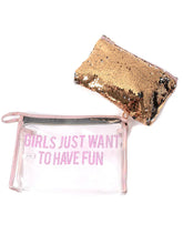 Load image into Gallery viewer, 2 Pc Girls Sequin Cosmetic Bag Set
