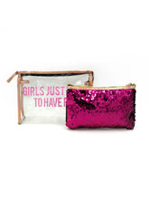 Load image into Gallery viewer, 2 Pc Girls Sequin Cosmetic Bag Set
