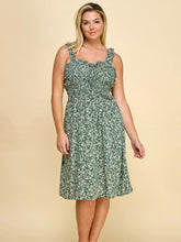 Load image into Gallery viewer, Green Floral Smock Detail Lace Up Detail Dress - Athena&#39;s Fashion Boutique

