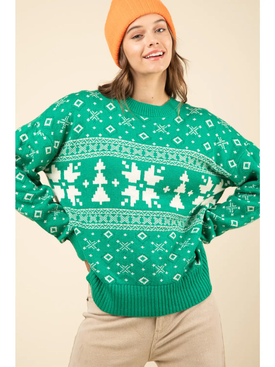 Green Holiday Sweater - Athena's Fashion Boutique