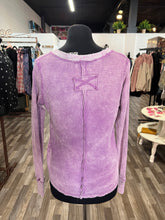 Load image into Gallery viewer, Lilac Washed Baby Waffle Henley Neckline Long Sleeve Top
