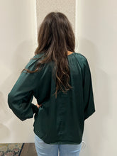 Load image into Gallery viewer, Hunter Green Long Buttoned Bishop Sleeve Top
