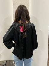 Load image into Gallery viewer, Black Long Buttoned Bishop Sleeve Top
