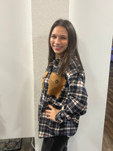 Load image into Gallery viewer, Long Sleeve Suede Pocket Detail Brushed Plaid Shacket
