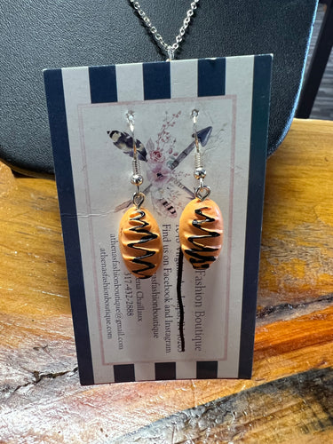 Bread with Chocolate Drizzle .925 Sterling Hook Earrings - Athena's Fashion Boutique