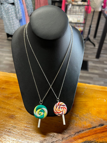 Lollipop Necklace on .925 Sterling Silver Chain - Athena's Fashion Boutique