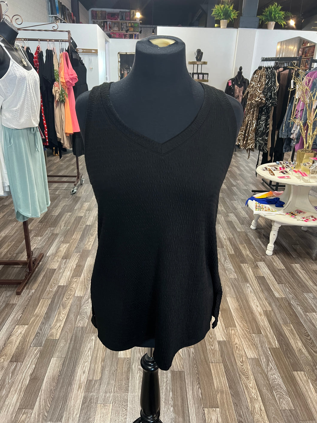 Black V Neck Tank Top