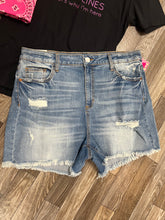 Load image into Gallery viewer, Plus Size SneakPeek Distressed Denim Shorts
