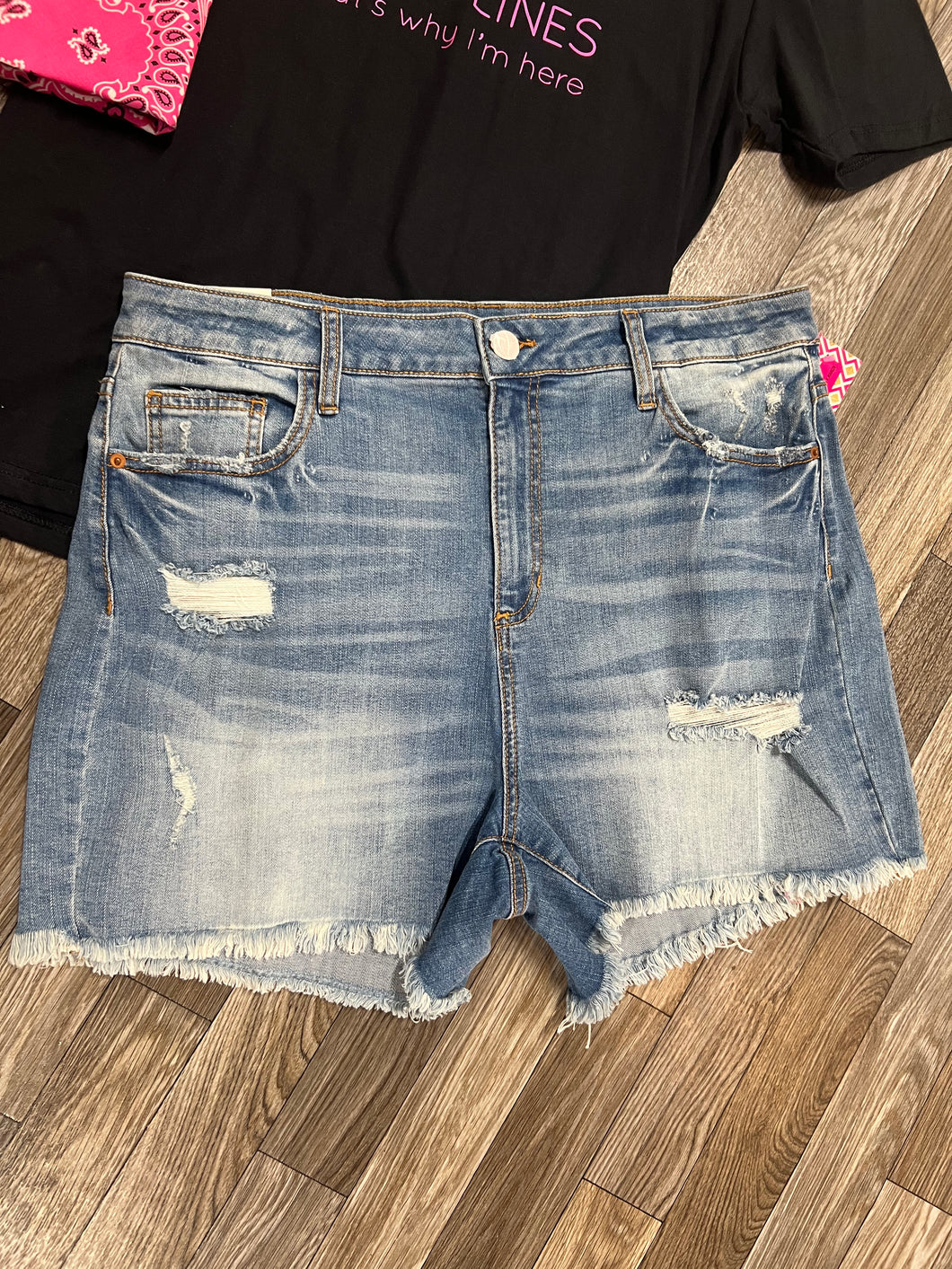 Plus Size SneakPeek Distressed Denim Shorts